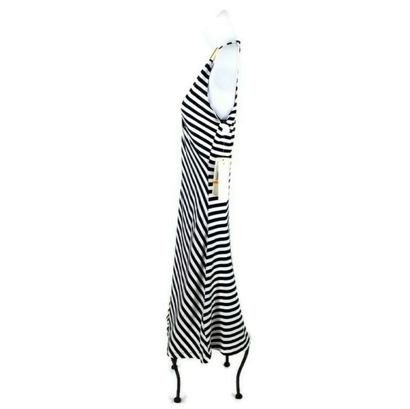 Kenneth Cole Black Stripe Twist Front Sleeveless A-Line Dress Womens Small Pet. - Picture 7 of 11